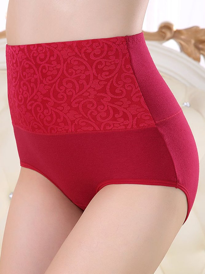 Jacquard Cotton Breathable High Waist Briefs