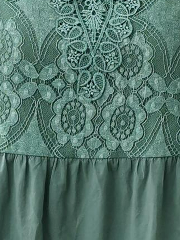 Elegant Lace Crew Neck Loose Dress