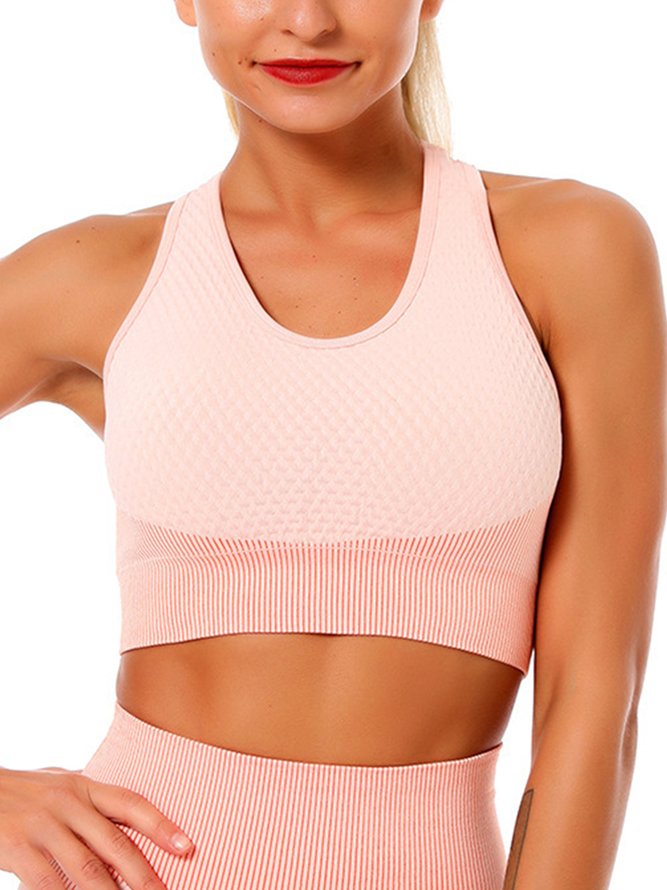 Vest style seamless yoga clothes knitted jacquard fitness suit Set Speed dry sports bra