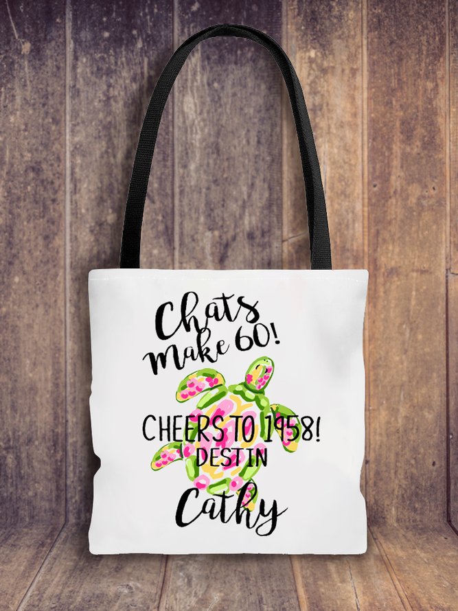 Alphabet Sea Turtle Linen Canvas Tote Shoulder Eco-Friendly Biodegradable