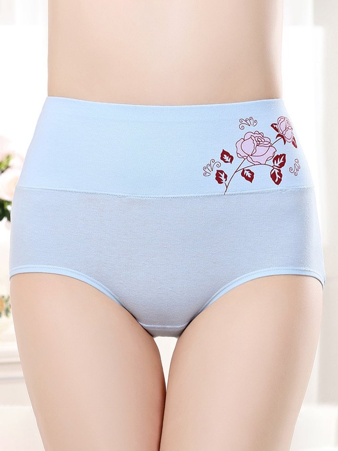 Floral Cotton High Waist Briefs