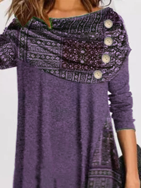 Cotton Casual Long Sleeve Knitting Dress