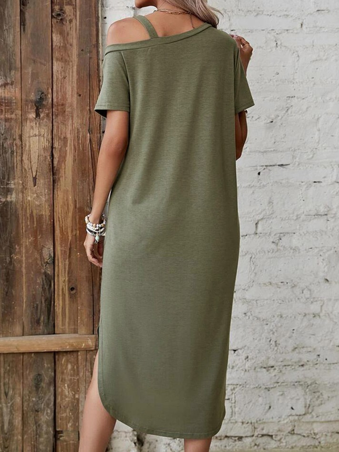 Cold Shoulder Casual Dress With No Belt