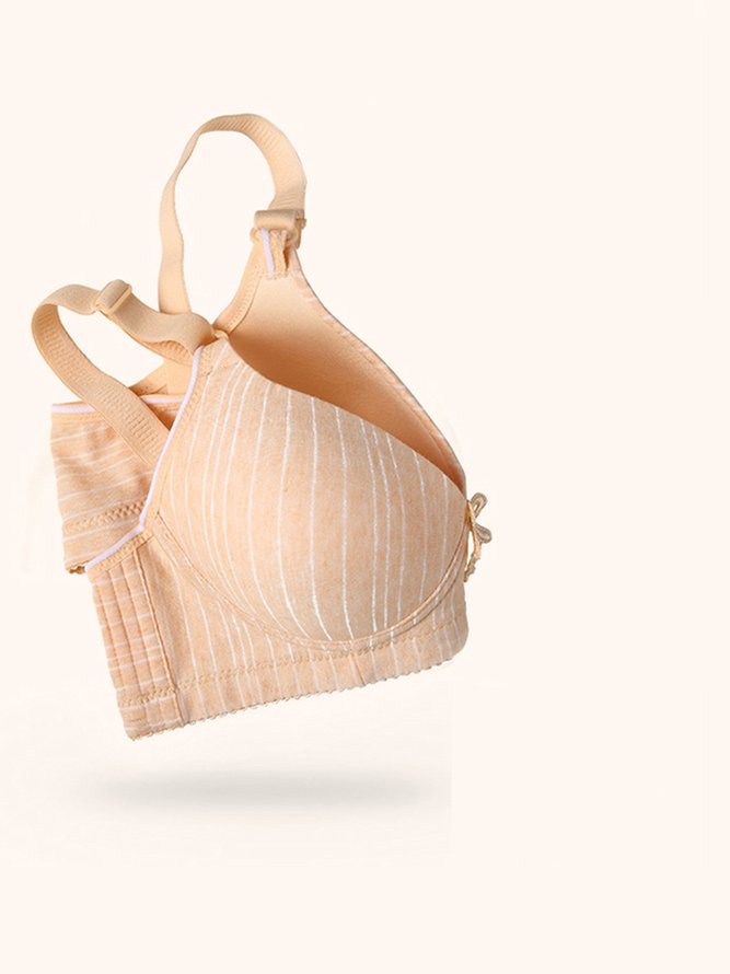 Printed Stripe Push-Up Back Button Up Underwireless Bra Plus Size