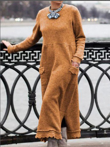Plain Cowl Neck Loosen Fall Dresseswomen's Clothing