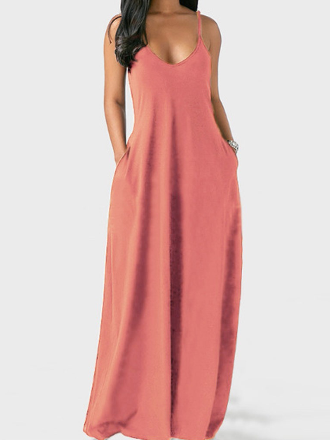 Cotton Loosen Solid Weaving Dress