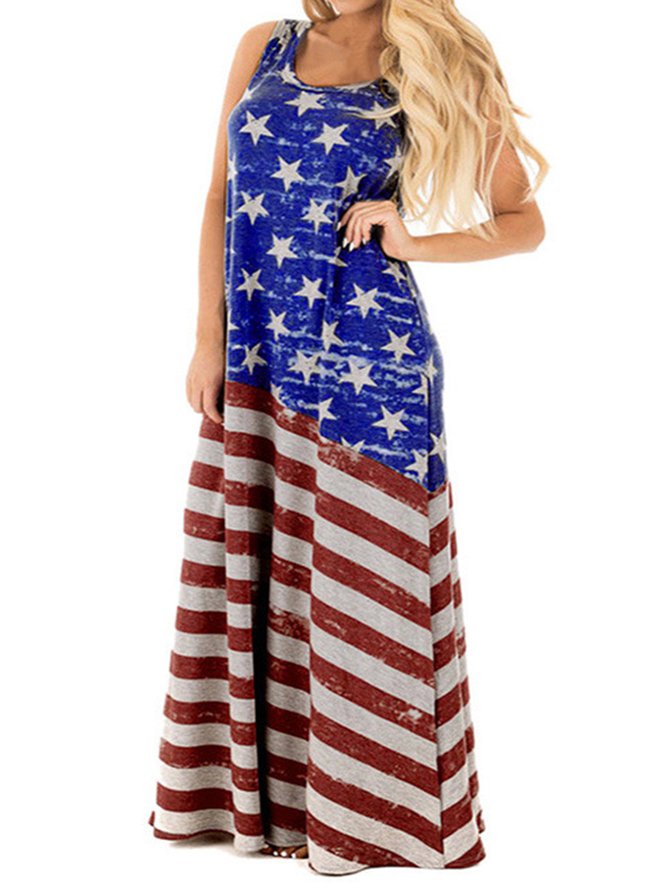 Casual Star Sleeveless Crew Neck Dresses