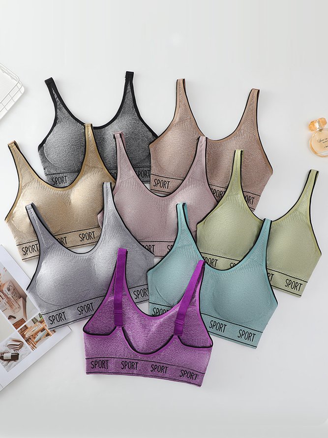 Alphabet Seamless Tank Push Up Sports Bra