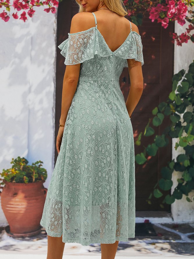 V Neck Lace Elegant Dress