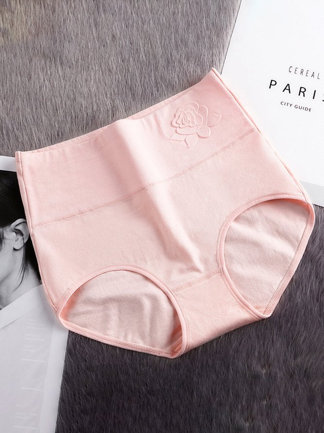 Embossed Cotton High Waist Tummy Control Briefs