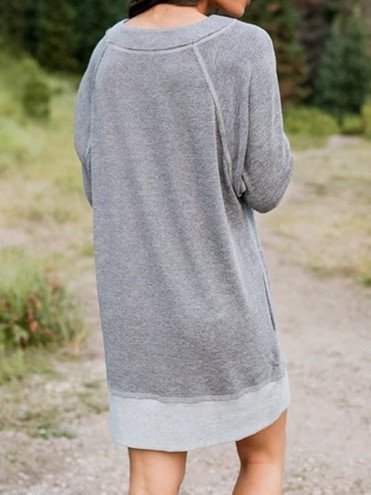 Cotton-Blend Long Sleeve Casual Knitting Dress