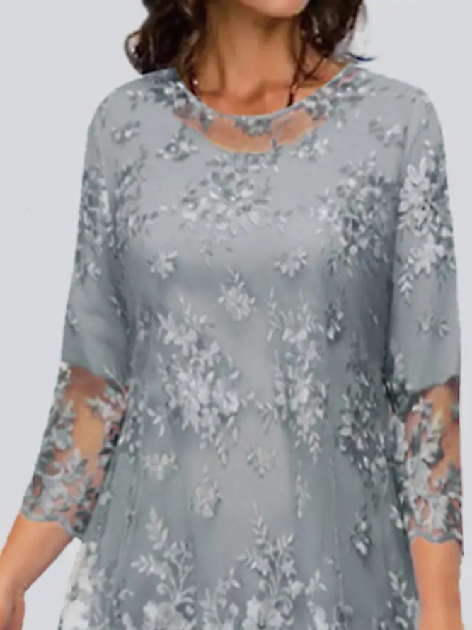 Crew Neck Urban Loose Lace Two-Piece Set