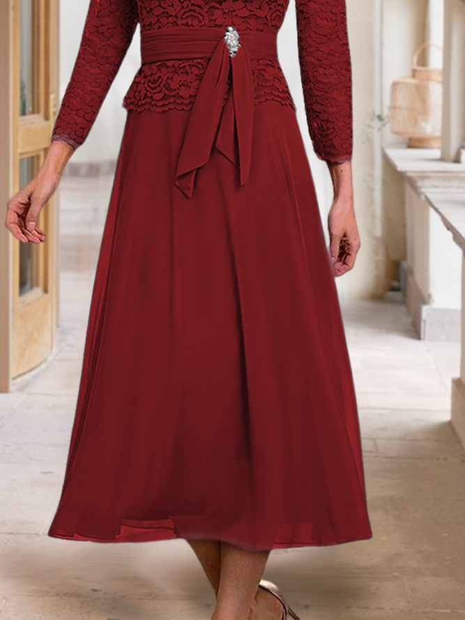 Loose Chiffon Urban Crew Neck Dress