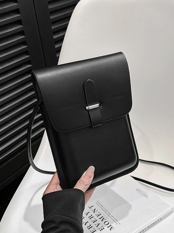 Casual Plain Leather Messenger Bag Women Daily Commuting Urban
