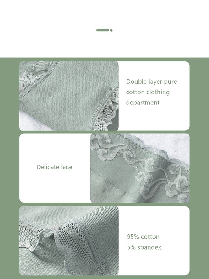 Breathable Lace Cotton High-Rise Briefs