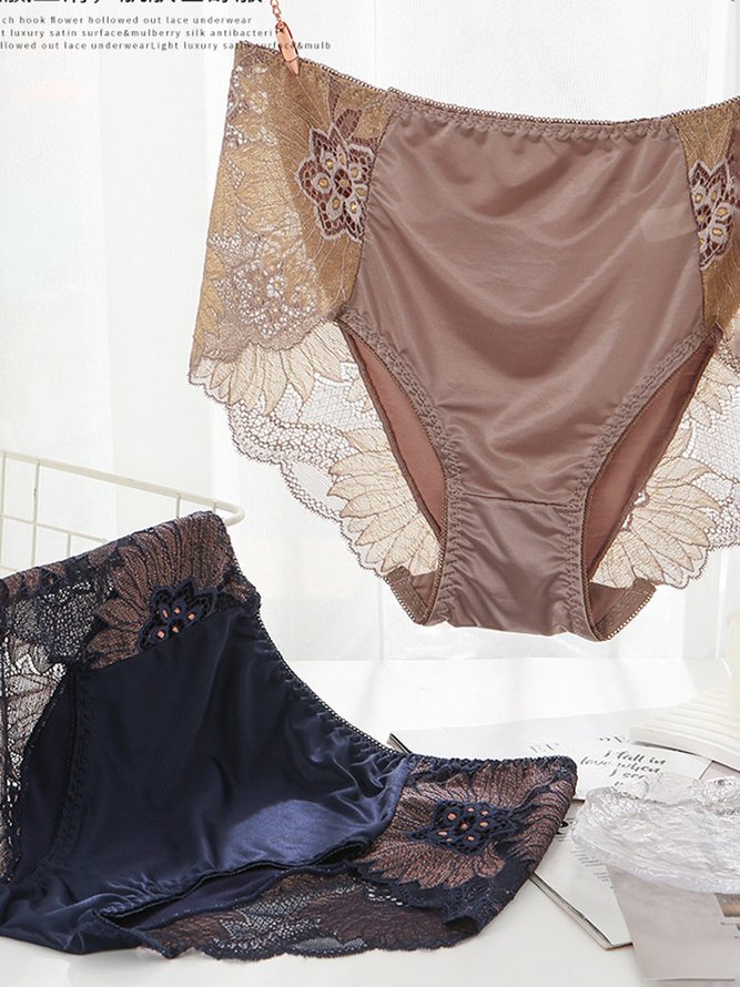 Breathable High Elastic Sexy Exquisite Lace Mid Waist Panties