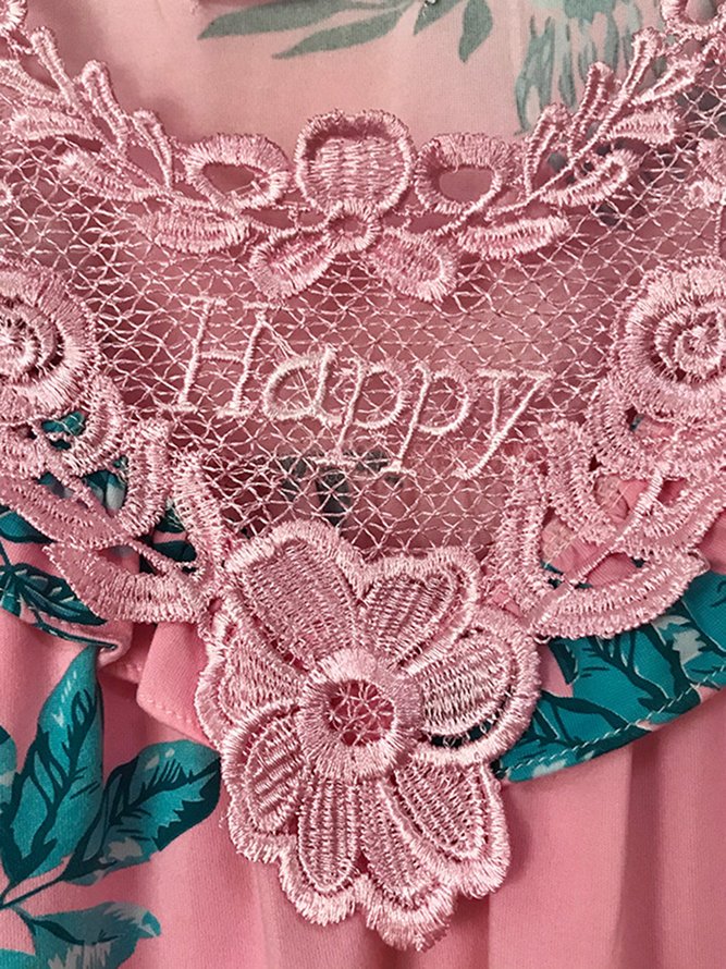 Breathable Comfort Style Lace Floral Elegant Romantic Pajama Set