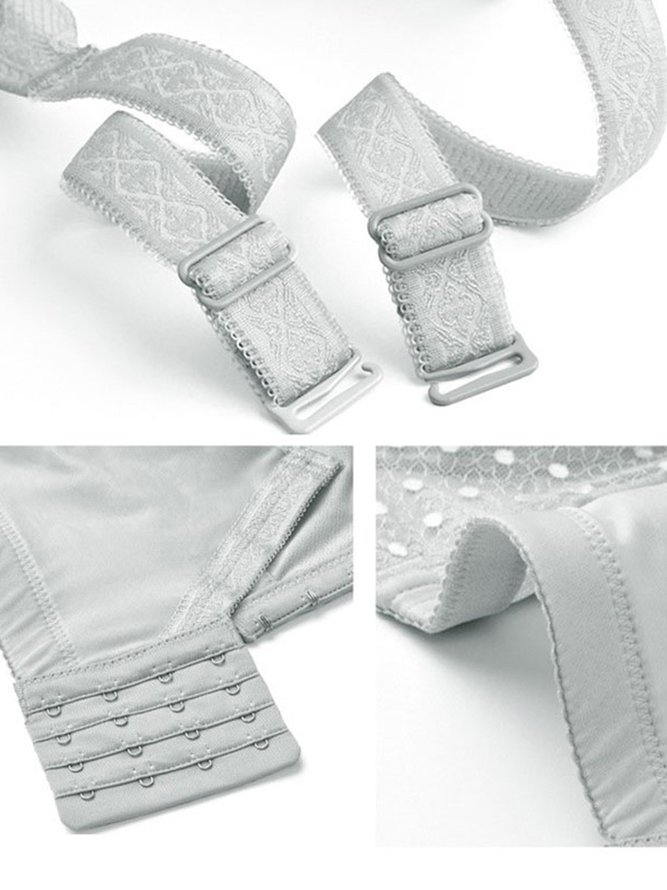 Lace Polka Dot V Neck Simple Bra Casual Bra Plus Size