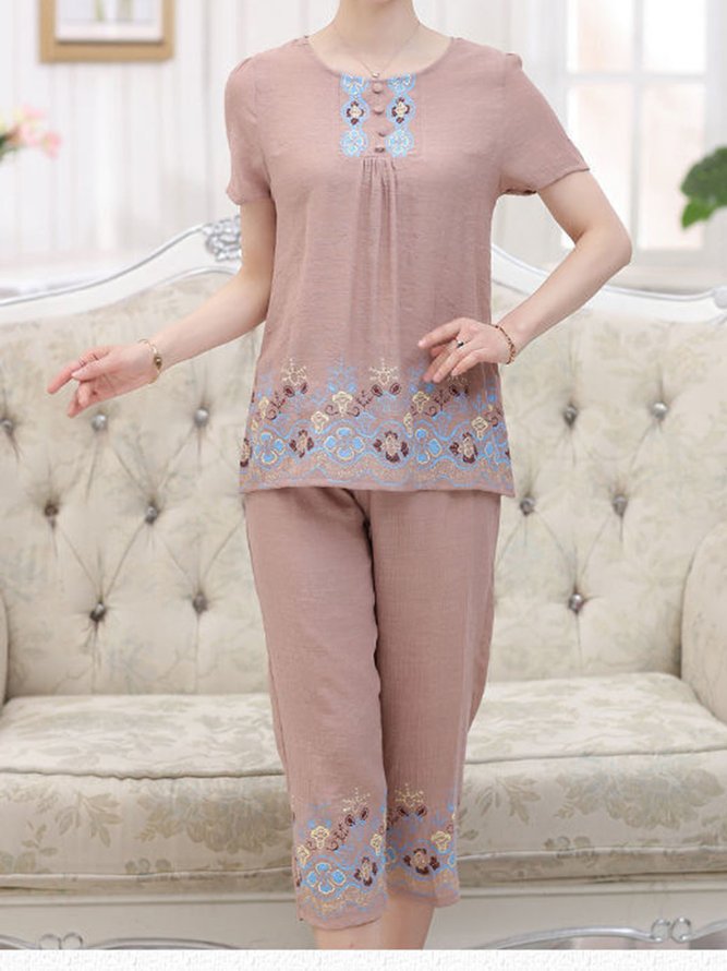 Cotton And Linen Pajama Set