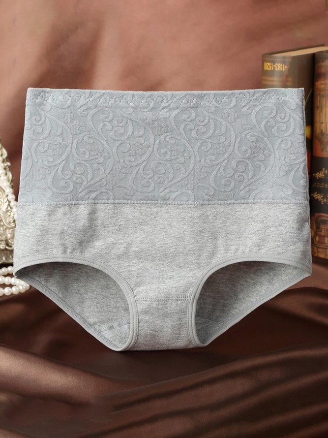 Jacquard Cotton Breathable High Waist Briefs
