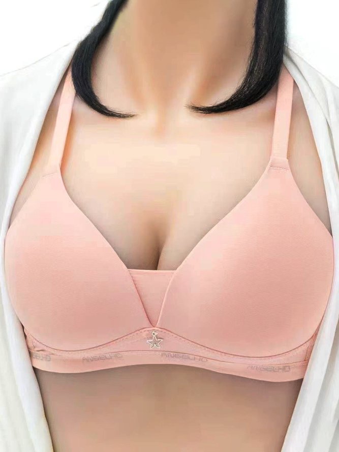 Breathable Comfort Text Light Cup Bra & Bralette