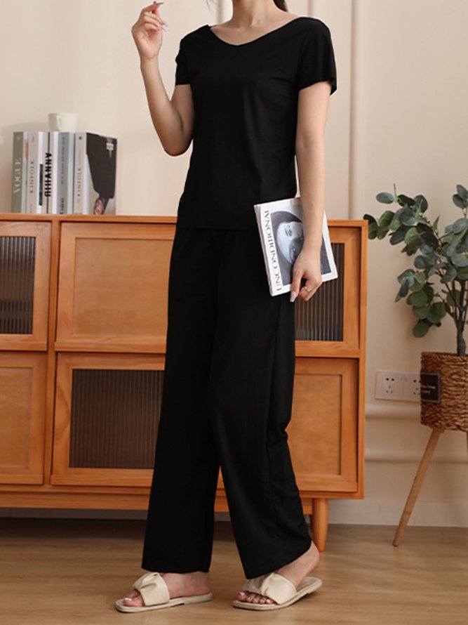 Ice Silk Fabric Short-sleeved Trousers Homewear Two-piece Set