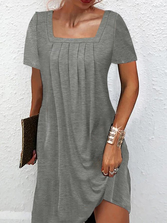 Knitted Square Neck Casual Loose Summer Dress