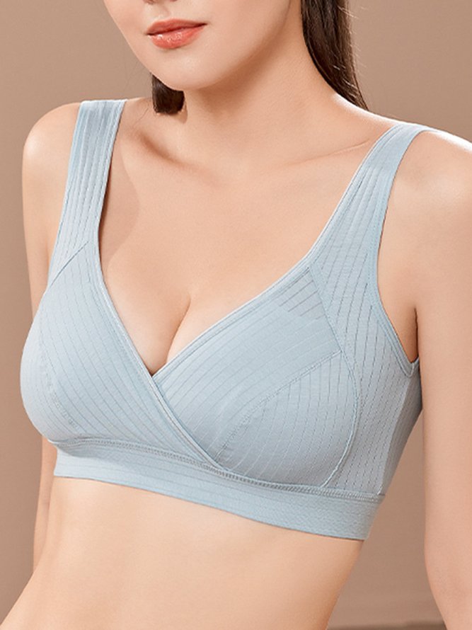 Cross Neck Casual Plain Bra & Bralette