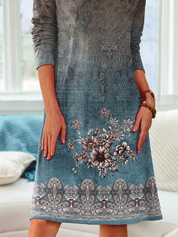 Floral Asymmetrical Loose Casual Dress