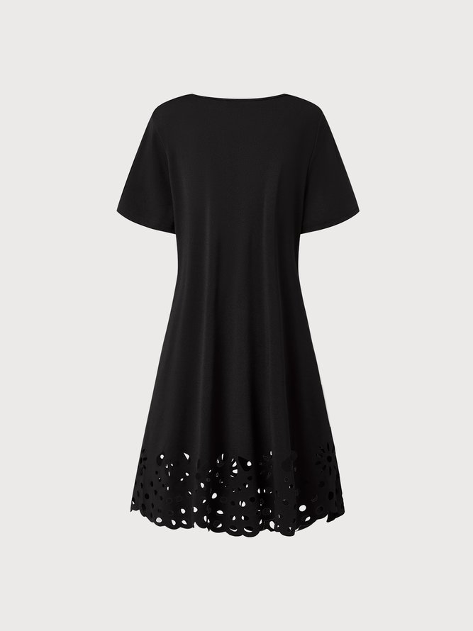 V Neck Plain Elegant Cut Out HemCasual Mini Prom Dress