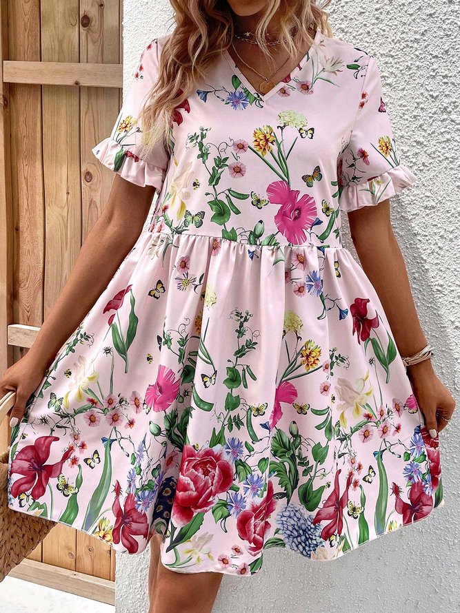 Womens V Neck Elegant Dress