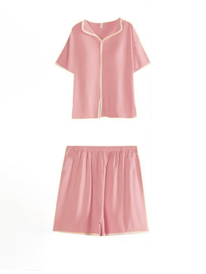 Breathable Comfortable Loose Casual Plain Lounge Set