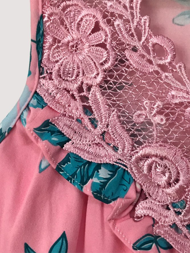 Breathable Comfort Style Lace Floral Elegant Romantic Pajama Set