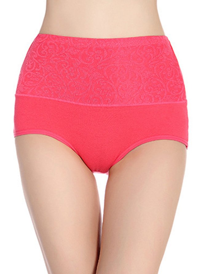 Jacquard Cotton Breathable High Waist Briefs