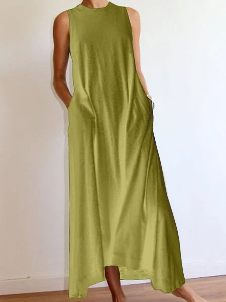 Round Neck Loosen Solid Knitting Dress