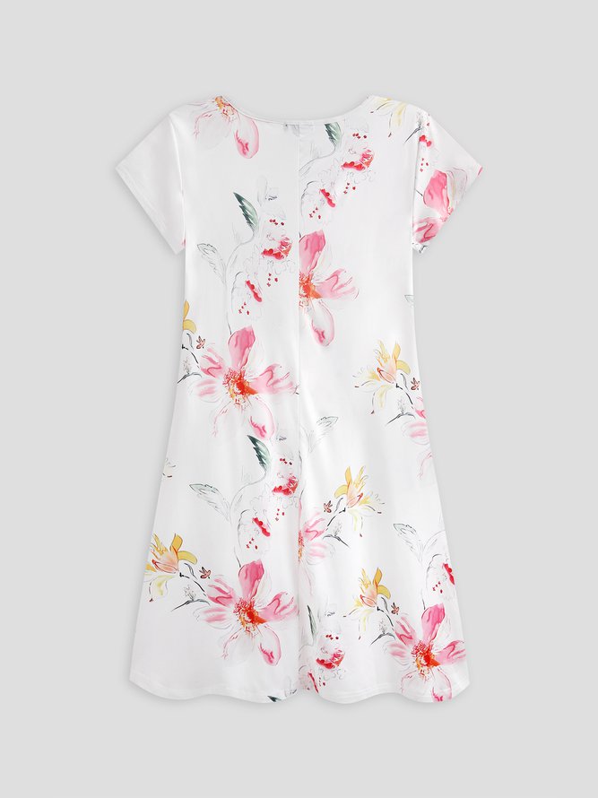Women's A Line Dress Midi Dress Half Sleeve Floral Ruched Print Spring Summer V Neck Casual Modern
