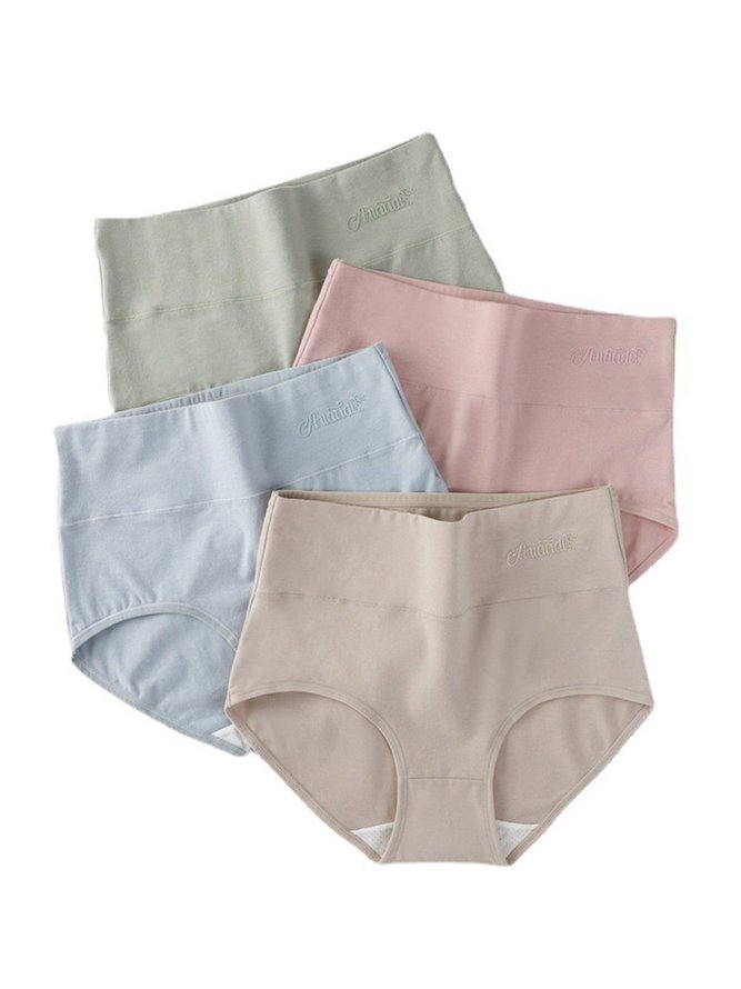 High Waist Cotton Underwear Breathable Abdomen Control Butt Lift Hip Lifting Wormwood Antibacterial Crotch Printed Briefs