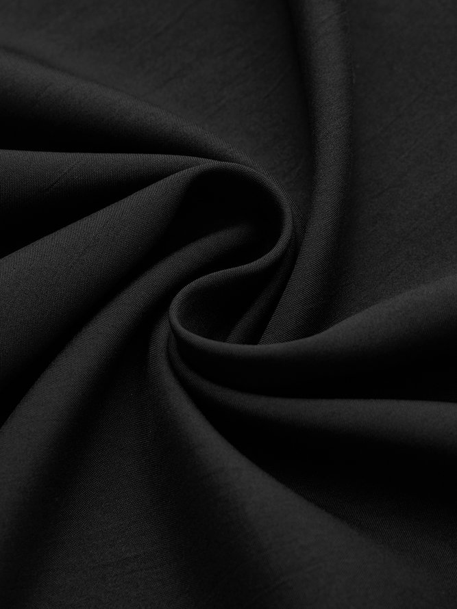 V Neck Elegant Black Slim Fit Knit Midi Prom Dress