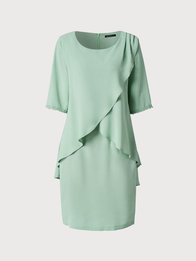 Crew Neck Elegant Plain Formal Midi Prom Dress