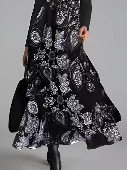 Casual V Neck Regular Fit Paisley Dress
