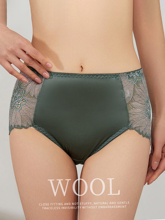 Breathable High Elastic Sexy Exquisite Lace Mid Waist Panties