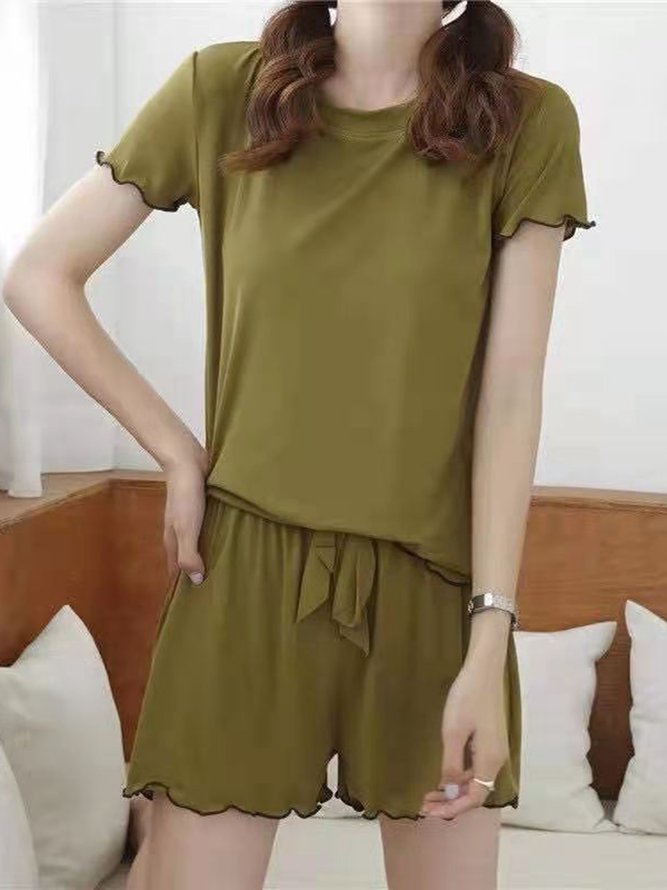 Breathable and comfortable plain wood ear pajamas set