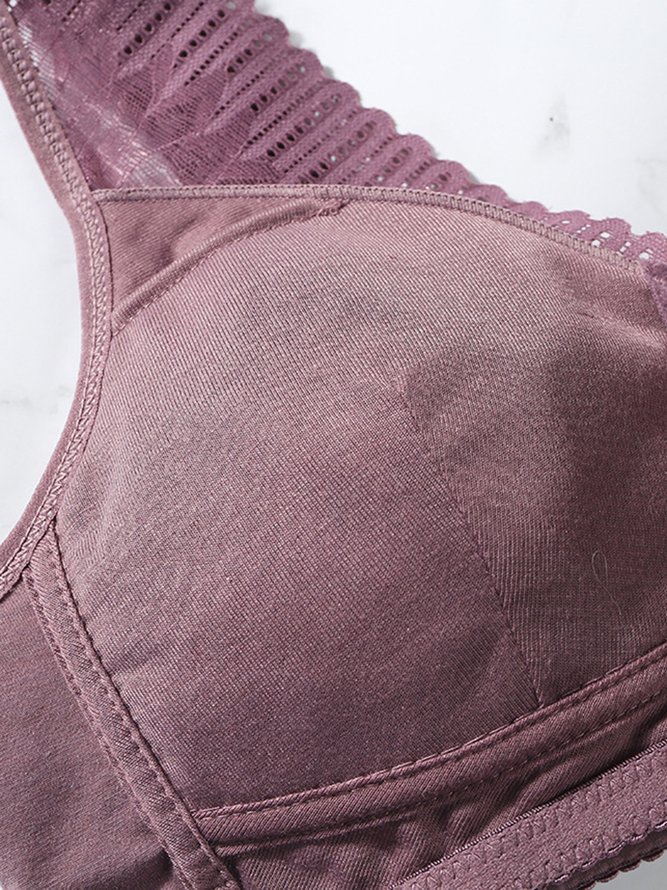 Breathable Cotton Lace Front Button Bra & Bralette