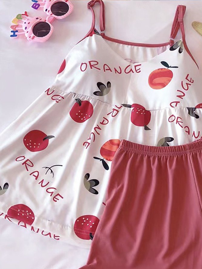 Fruit-Print Casual Pajama Set