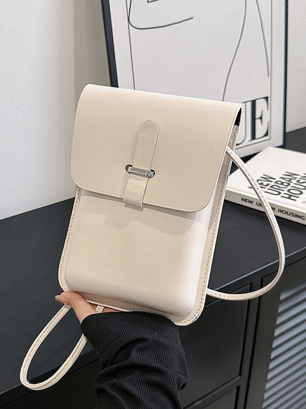 Casual Plain Leather Messenger Bag Women Daily Commuting Urban