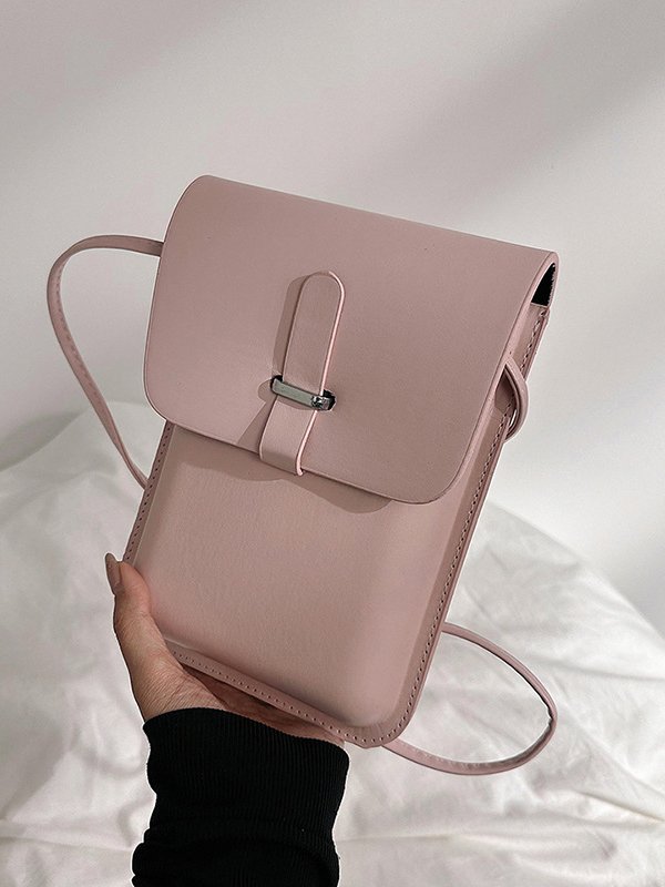 Casual Plain Leather Messenger Bag Women Daily Commuting Urban