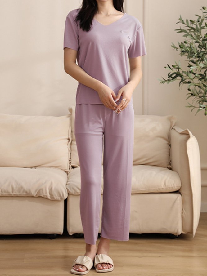 Ice Silk Fabric Short-sleeved Trousers Homewear Two-piece Set