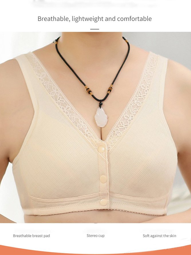 Breathable Casual Lace Front Button Tank Top Underwear
