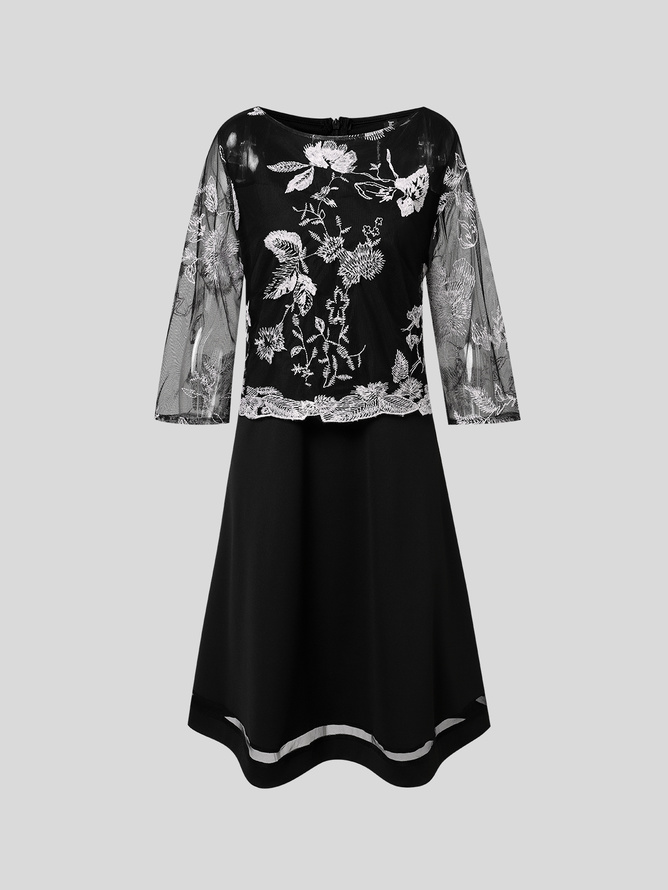 Crew Neck Floral Loose Dress