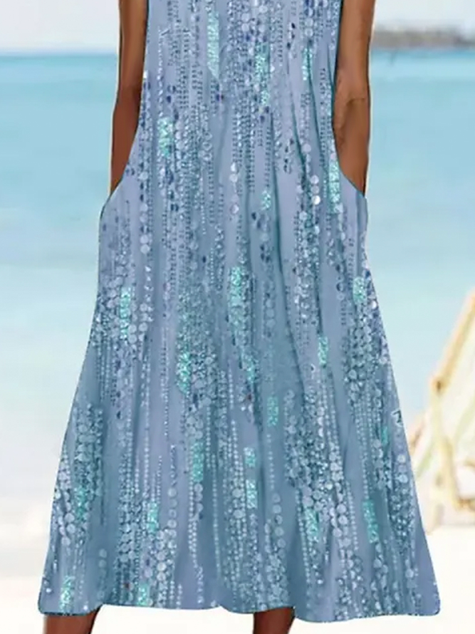Floral Vacation Loose Dress With No